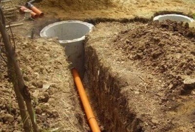 Полагане на канализационни тръби и присъединяването им към ямата